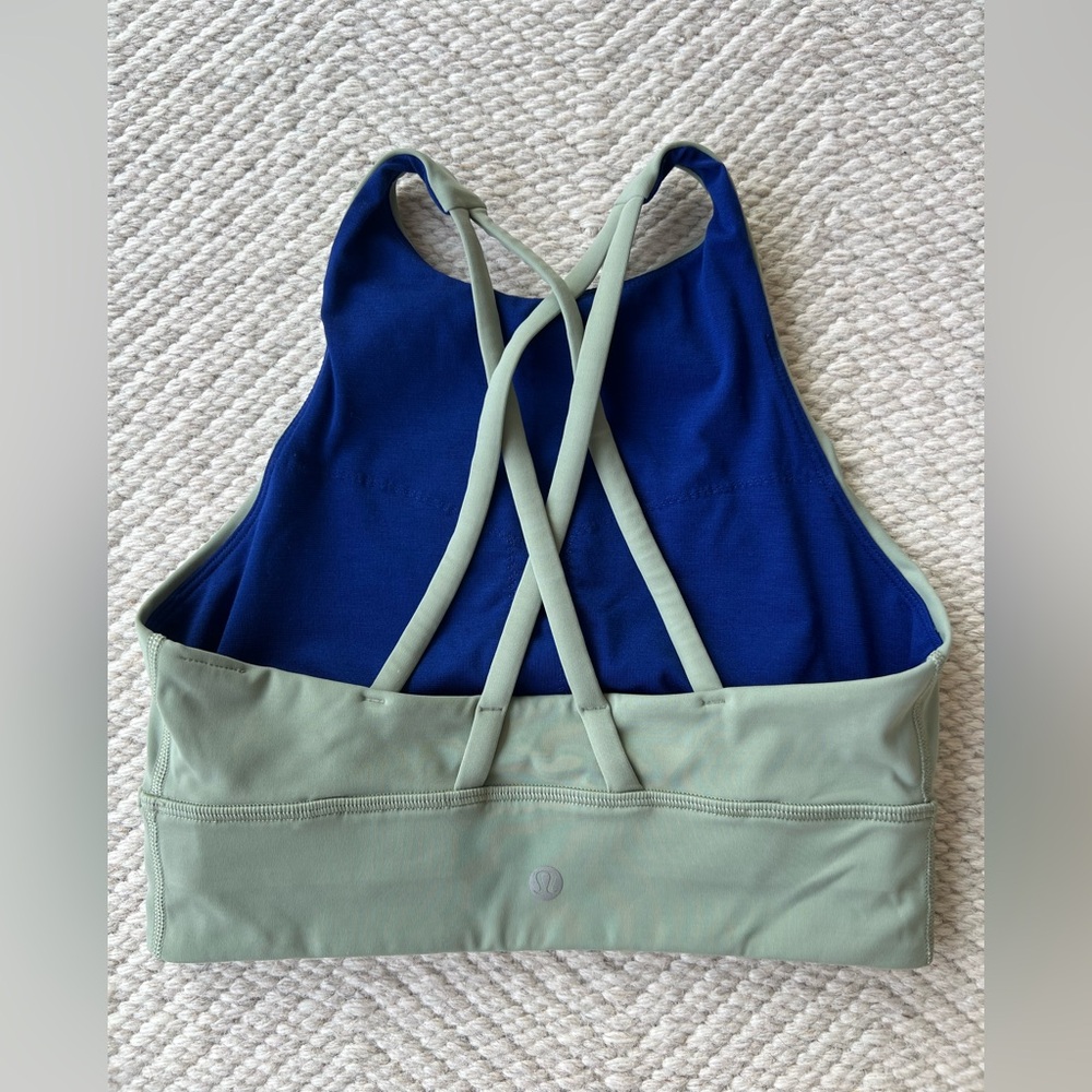 Lululemon Energy Bra High Neck Longline Tough Size 6 Green
